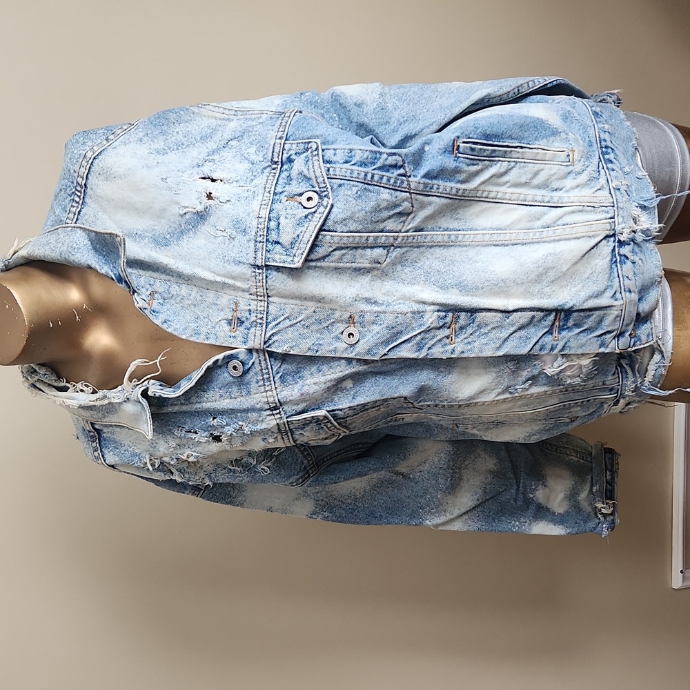 Distressed jean jacket